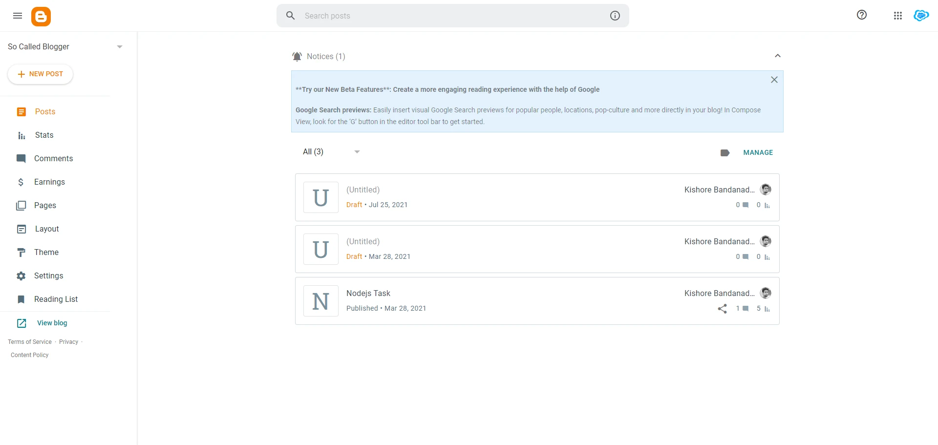 Blogger-dashboard-screenshot