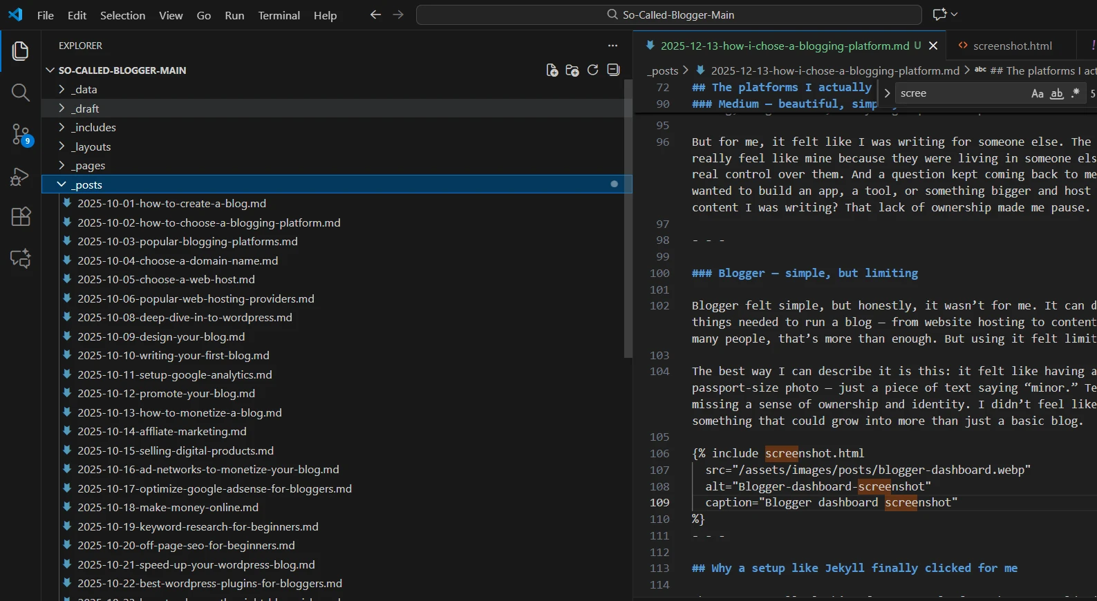 jekyll-gihub-vscode-interface