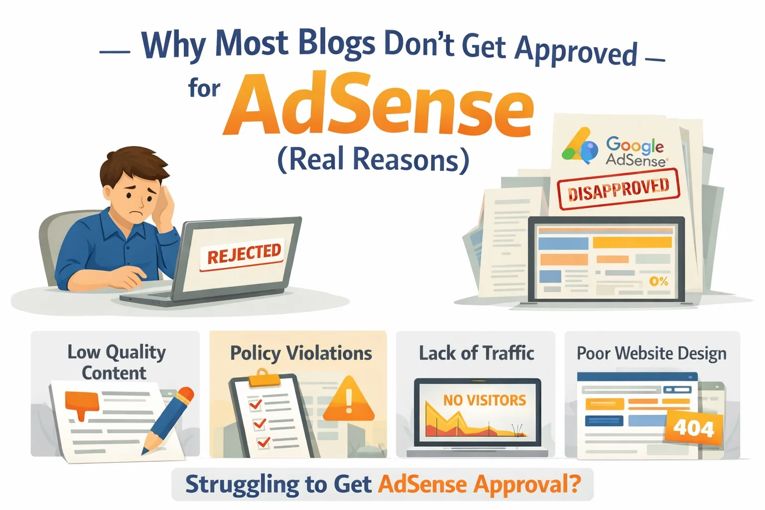 Why Most Blogs Don’t Get Approved for AdSense (Real Reasons)
